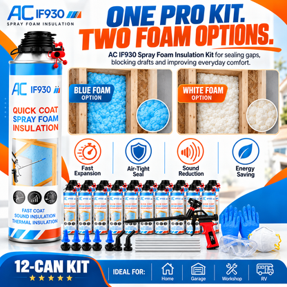 Quick Coat Spray Foam Insulation Kit |  Thermal Sound Insulation Sealant for Attic, Ceiling, Wall, Garage & RV, Blue or White Foam Available