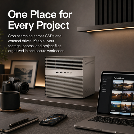Desktop NAS — Massive Local Storage for 4K Footage, Photos & Media Library | No Monthly Cloud Fees