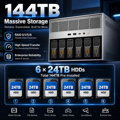 Desktop NAS — Massive Local Storage for 4K Footage, Photos & Media Library | No Monthly Cloud Fees